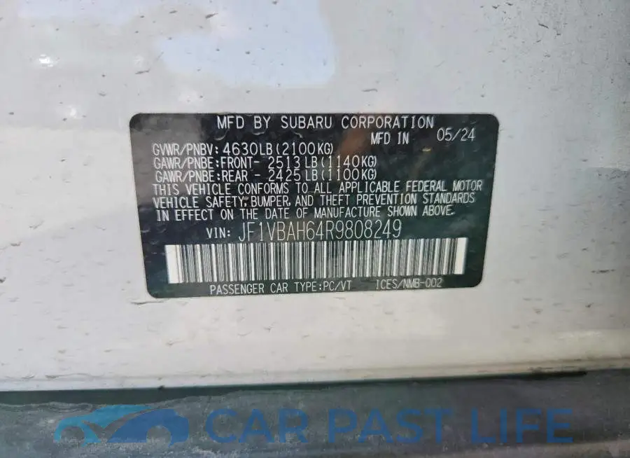 JF1VBAH64R9808249# 12