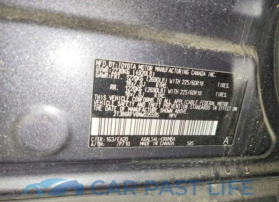 2T3B6RFV8NW035595# 13