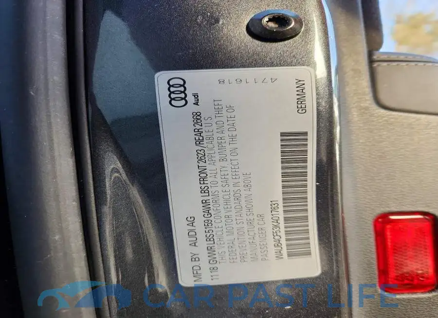 WAUB4CF53KA017631# 12