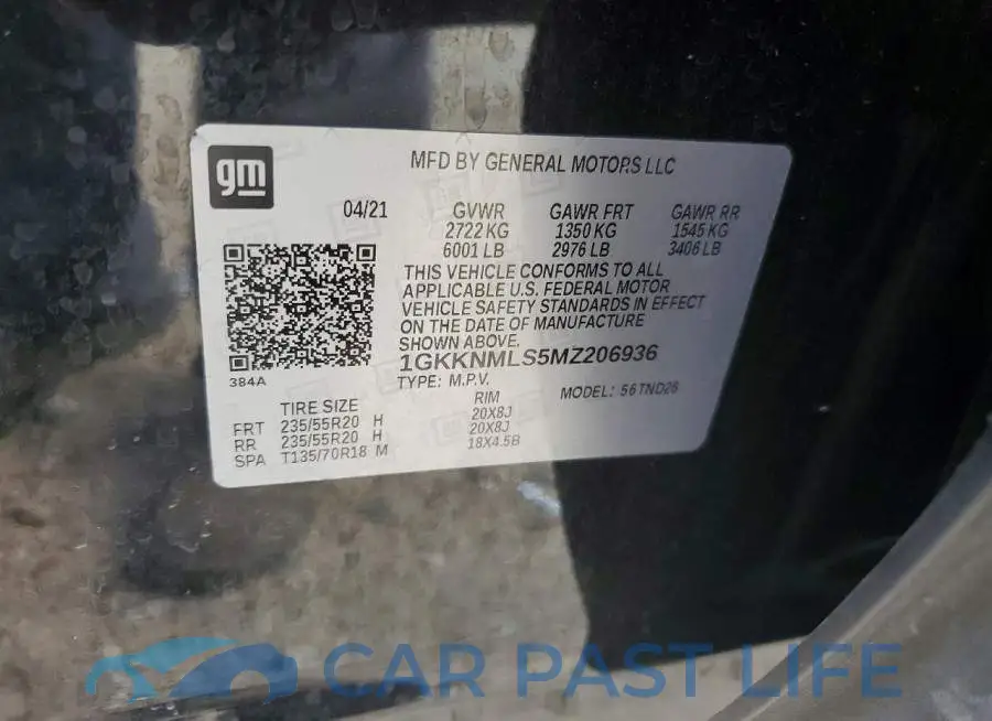 1GKKNMLS5MZ206936# 14