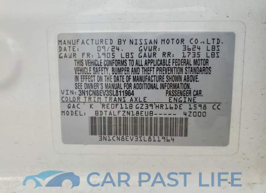 3N1CN8EV3SL811964# 12
