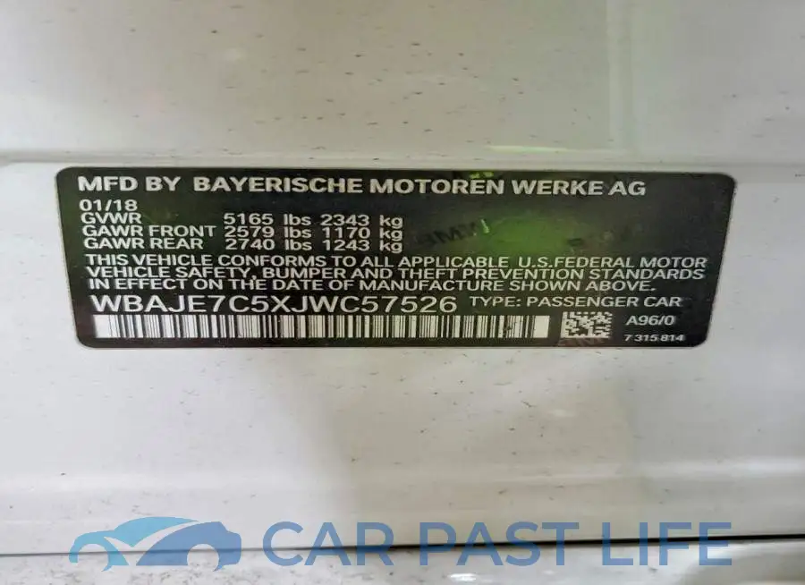 WBAJE7C5XJWC57526# 12