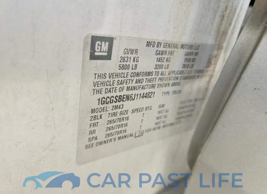 1GCGSBEN6J1144821# 12