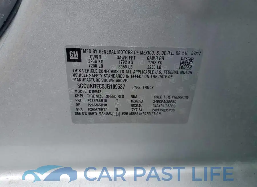 3GCUKREC5JG109537# 14