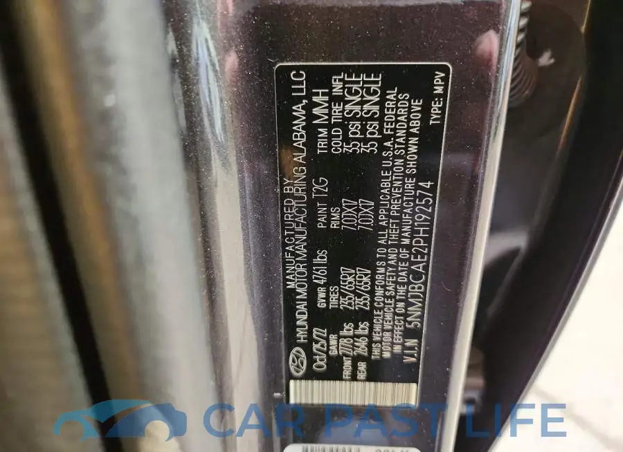 5NMJBCAE2PH192574# 14