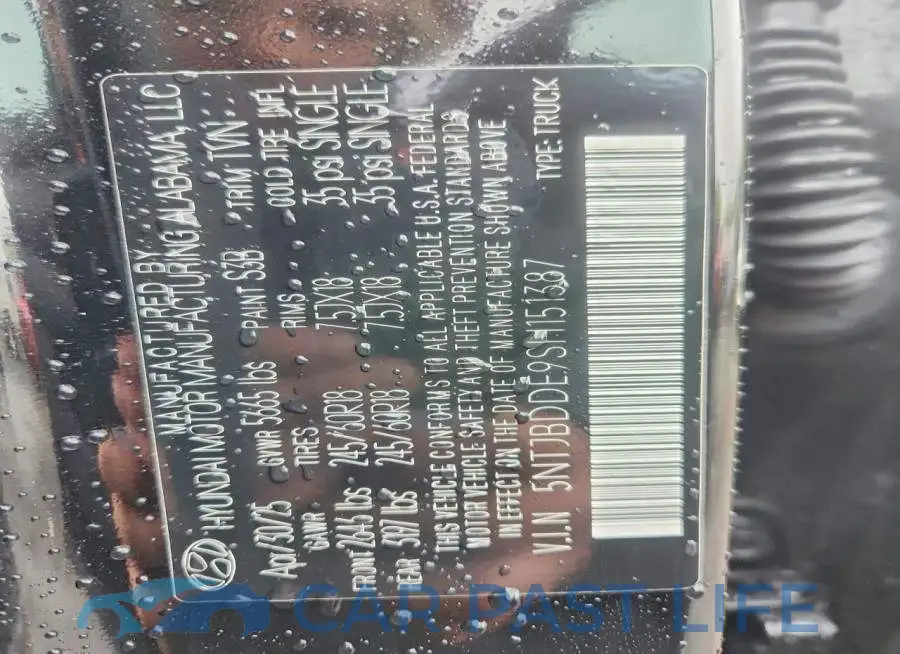 5NTJBDDE9SH151387# 12