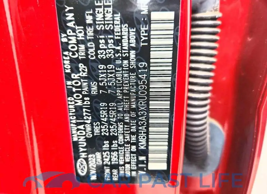 KM8HA3A3XRU095419# 12