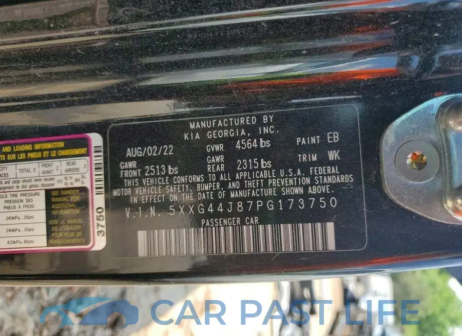 5XXG44J87PG173750# 12