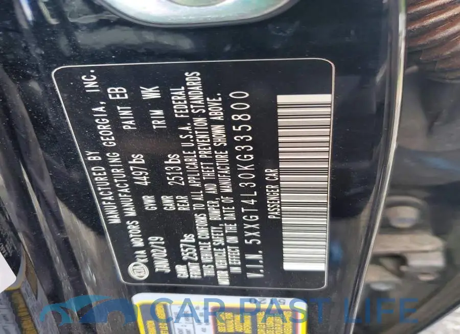 5XXGT4L30KG335800# 12