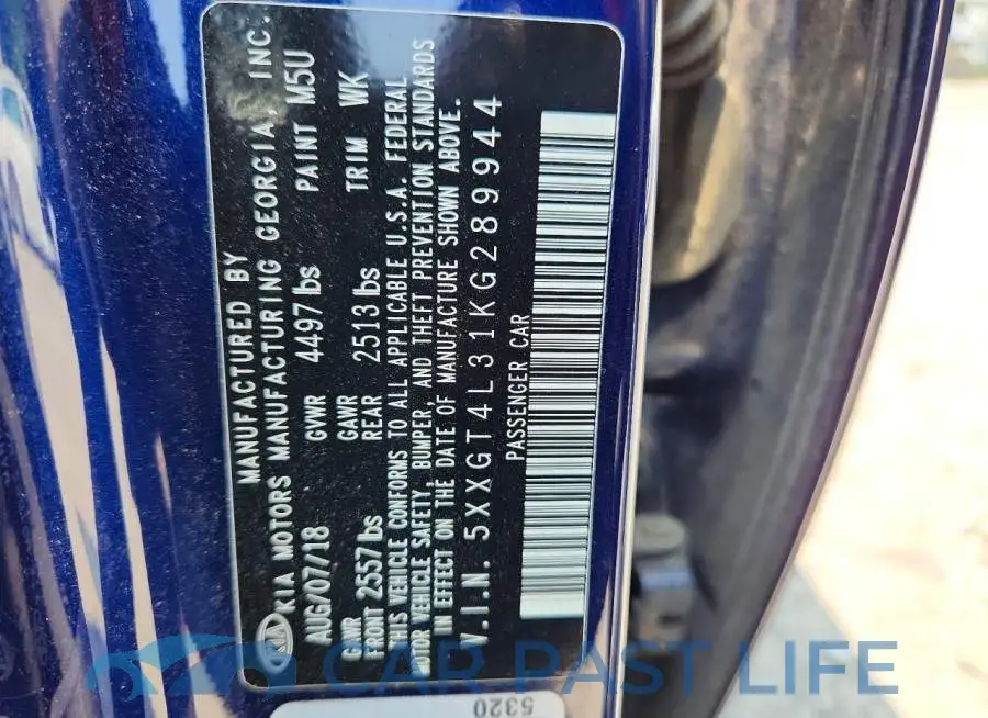 5XXGT4L31KG289944# 13