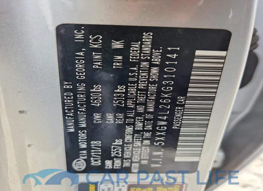 5XXGW4L26KG310141# 12