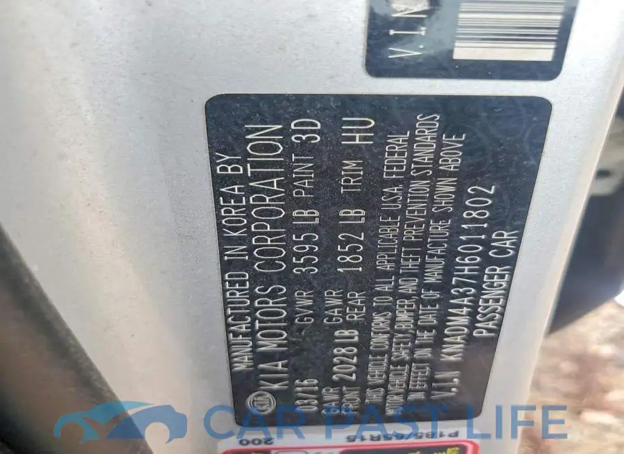 KNADM4A37H6011802# 12