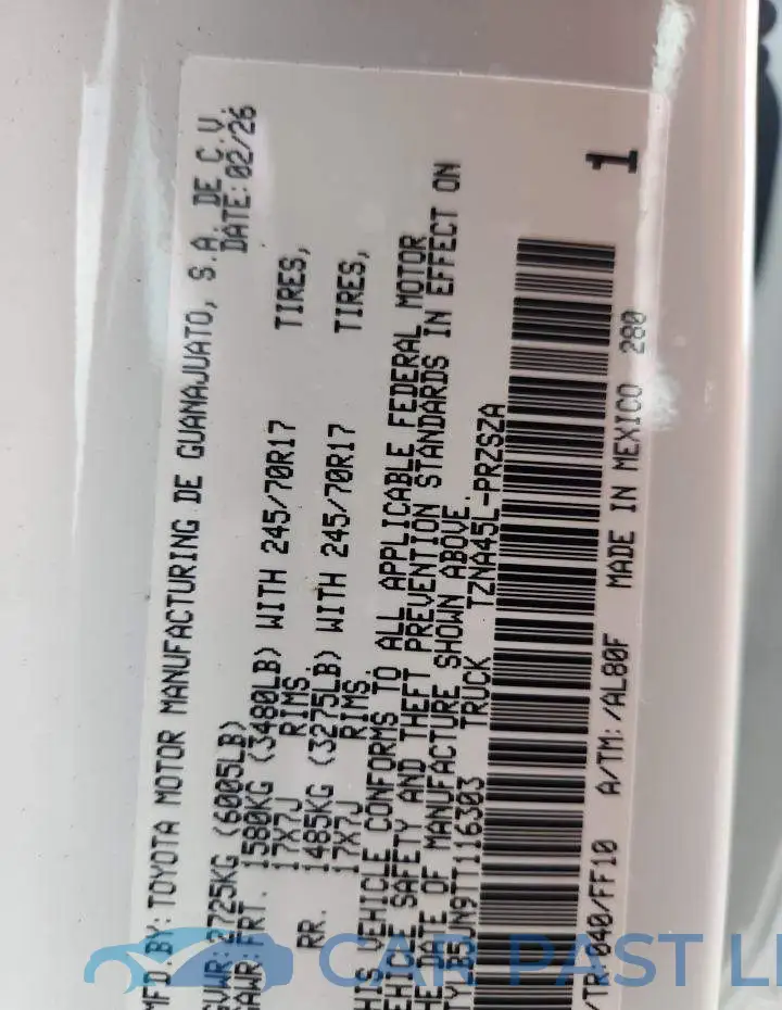 3TYLB5JN9TT116303# 12