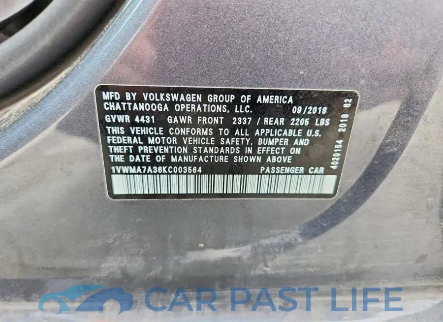 1VWMA7A36KC003564# 12