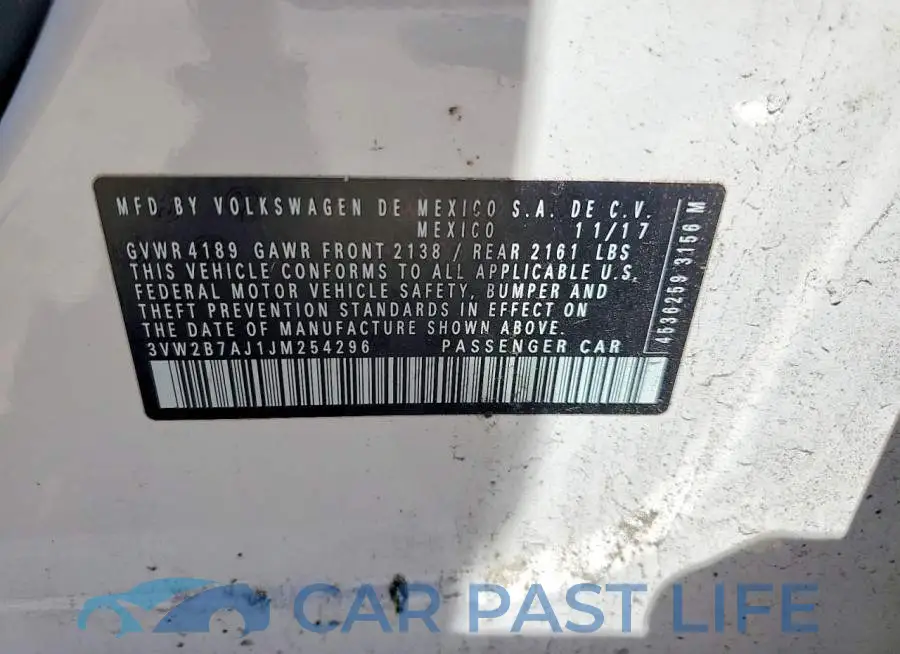 3VW2B7AJ1JM254296# 12