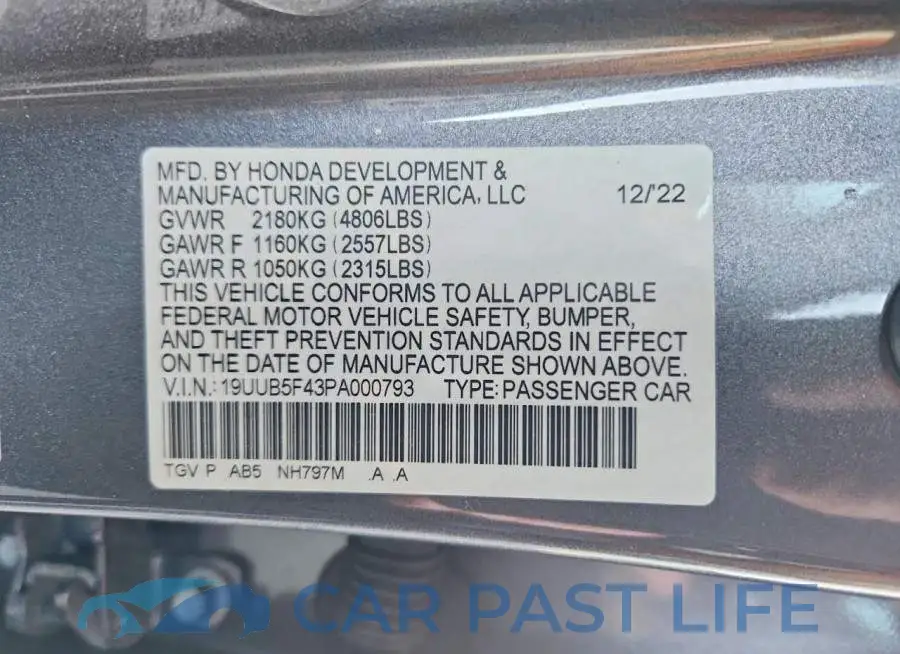 19UUB5F43PA000793# 12