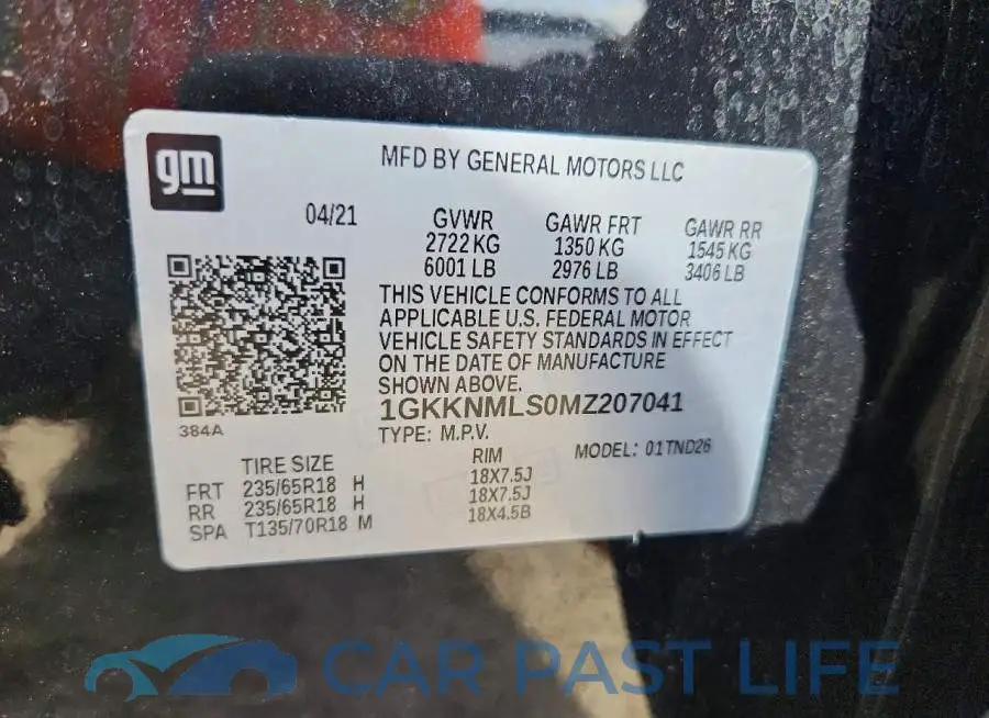 1GKKNMLS0MZ207041# 13