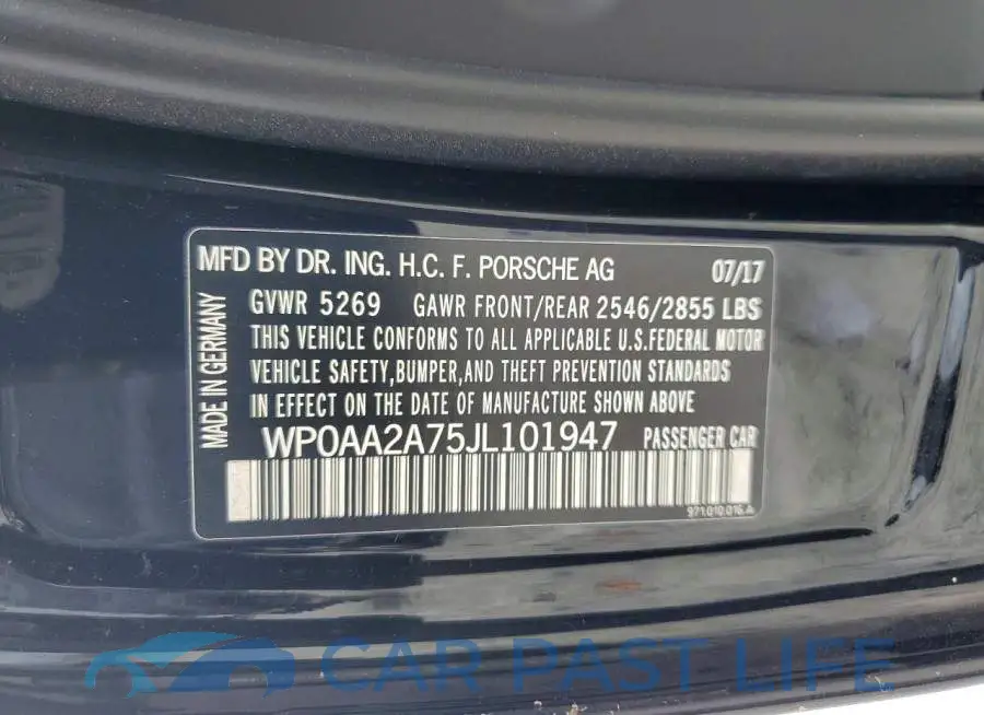 WP0AA2A75JL101947# 12