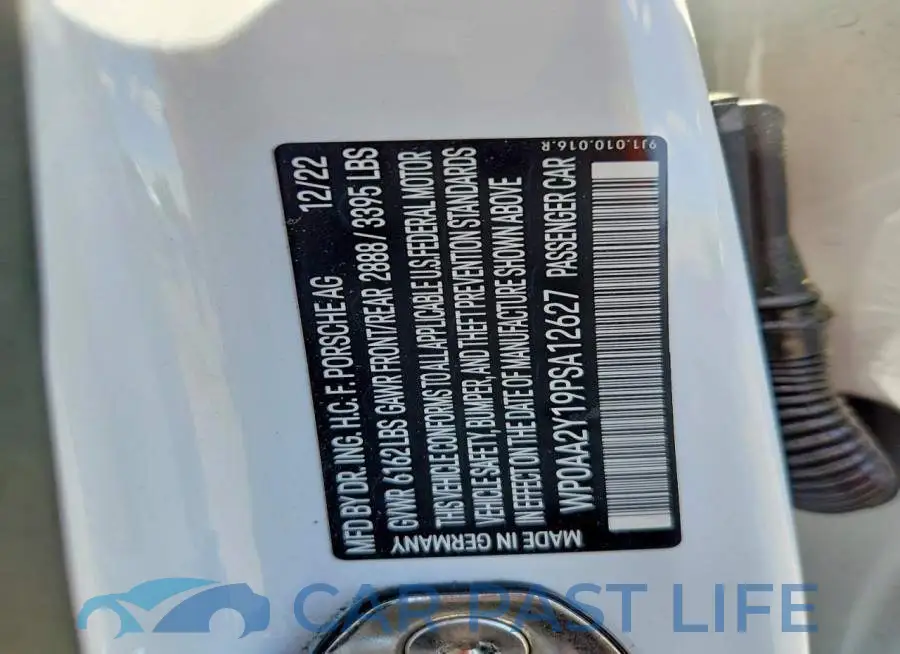 WP0AA2Y19PSA12627# 12