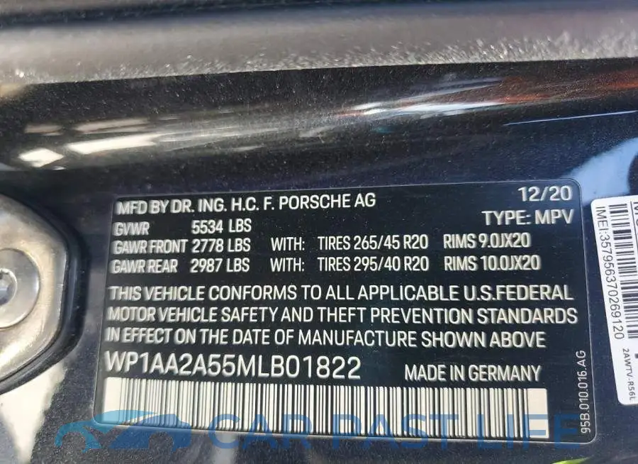 WP1AA2A55MLB01822# 13