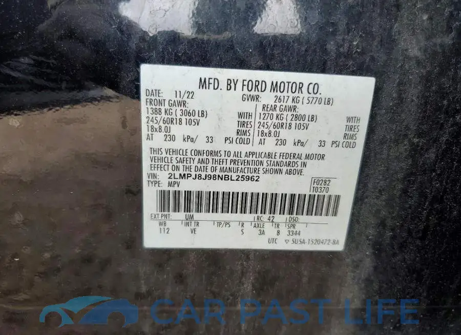 2LMPJ8J98NBL25962# 12