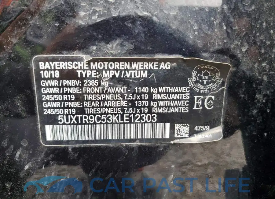 5UXTR9C53KLE12303# 13