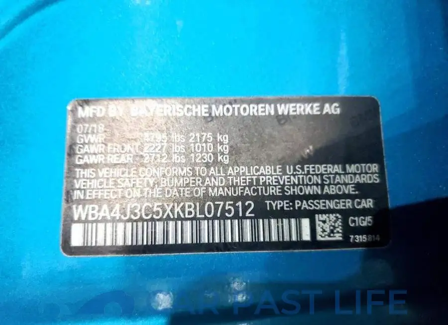 WBA4J3C5XKBL07512# 12