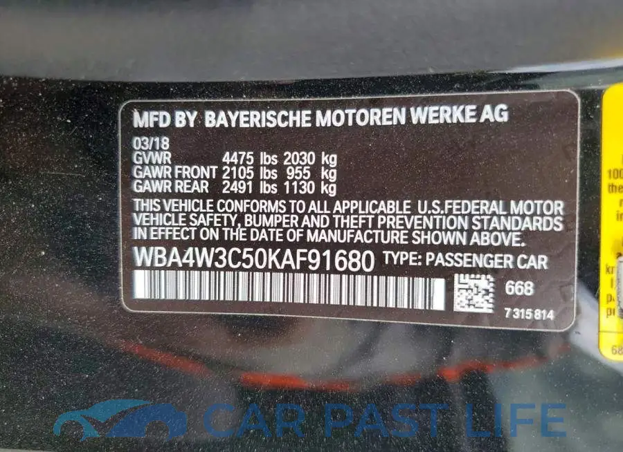 WBA4W3C50KAF91680# 12