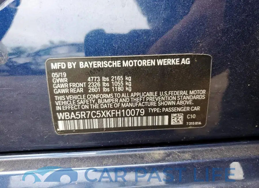 WBA5R7C5XKFH10079# 13