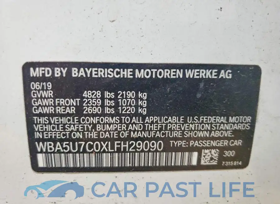 WBA5U7C0XLFH29090# 12