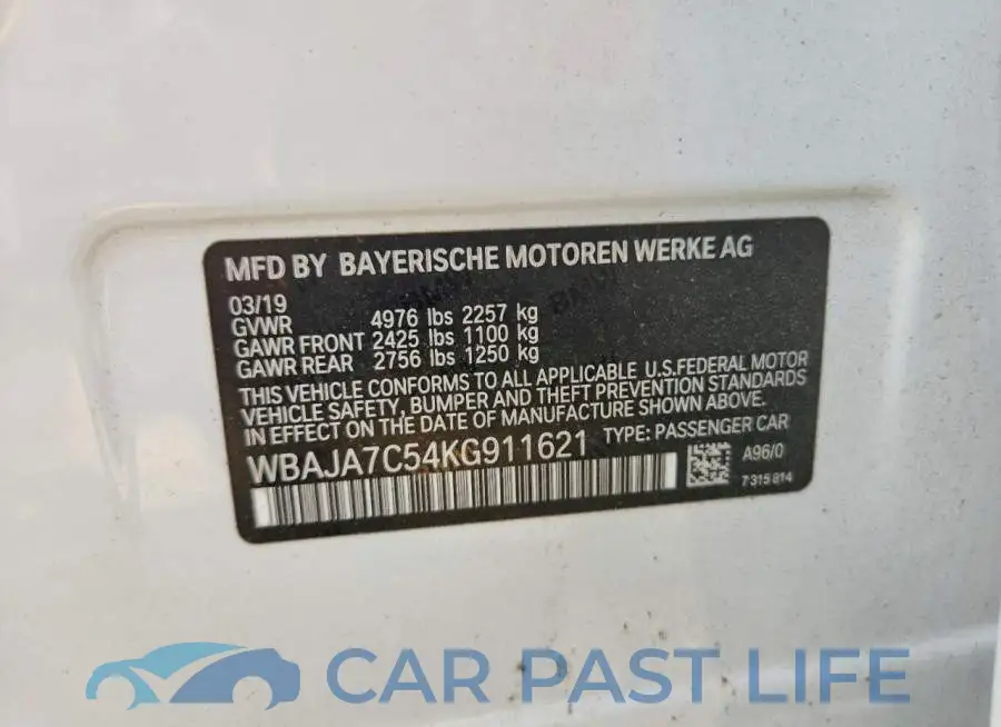 WBAJA7C54KG911621# 12