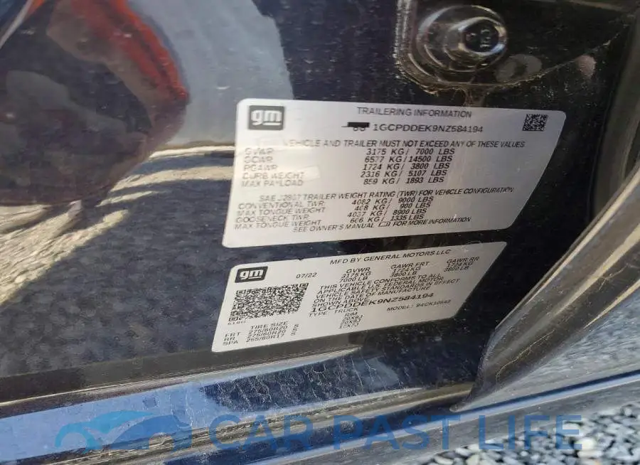 1GCPDDEK9NZ584194# 13