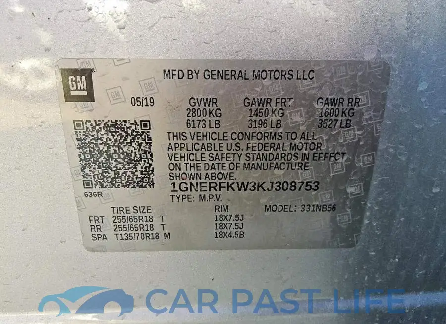 1GNERFKW3KJ308753# 13