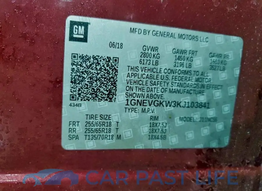 1GNEVGKW3KJ103841# 13