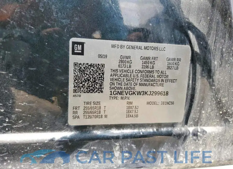 1GNEVGKW3KJ299618# 13