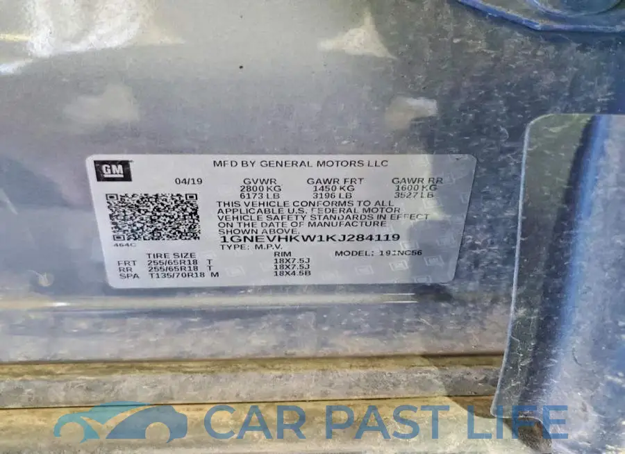 1GNEVHKW1KJ284119# 13