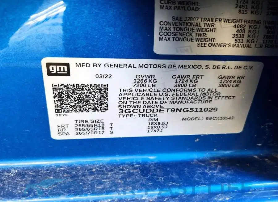 3GCUDDET9NG511029# 12