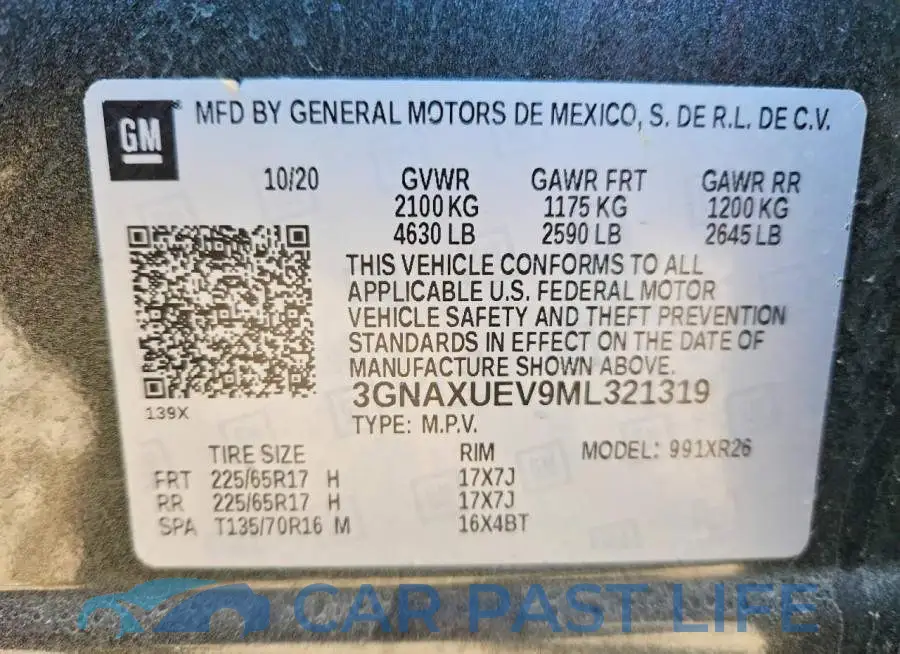 3GNAXUEV9ML321319# 13