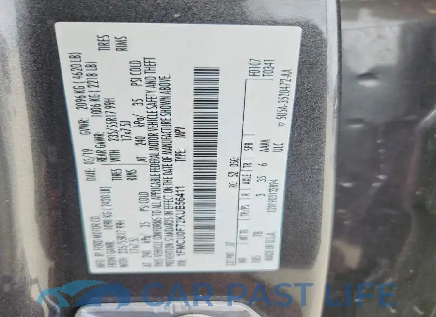1FMCU0F72KUB56411# 12