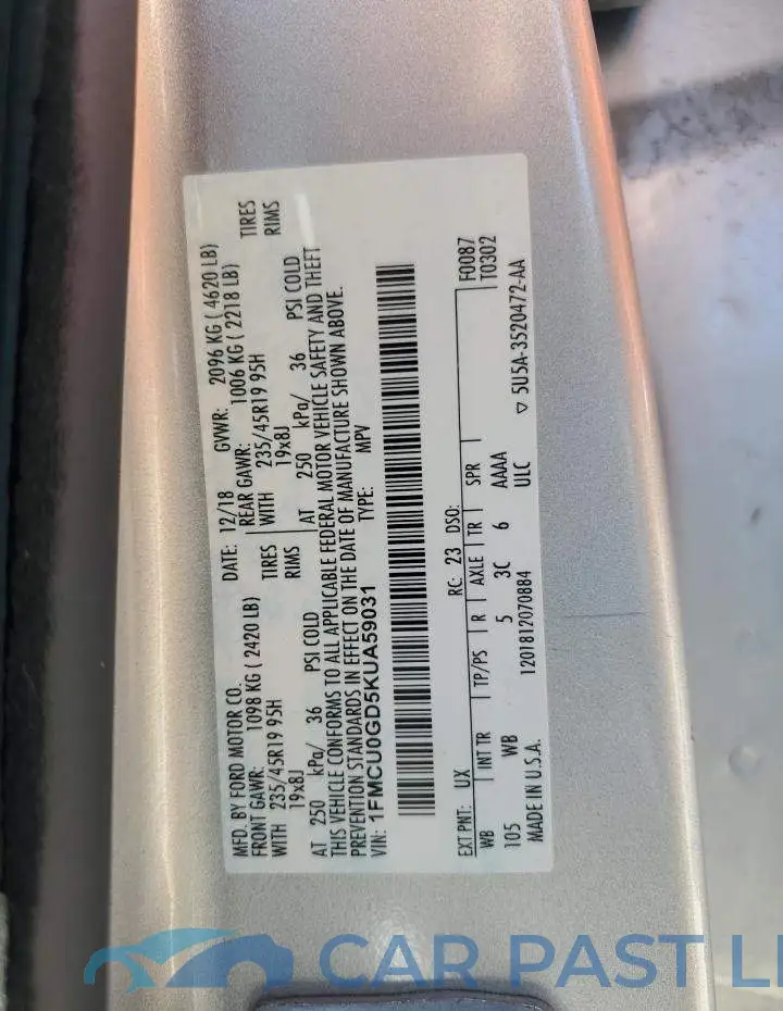 1FMCU0GD5KUA59031# 12