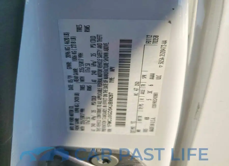 1FMCU0GD5KUB99287# 13