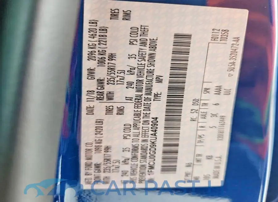 1FMCU0GD9KUA40904# 13
