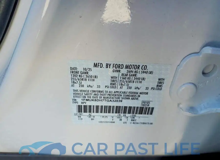 1FMUK8DH7TGA32039# 13