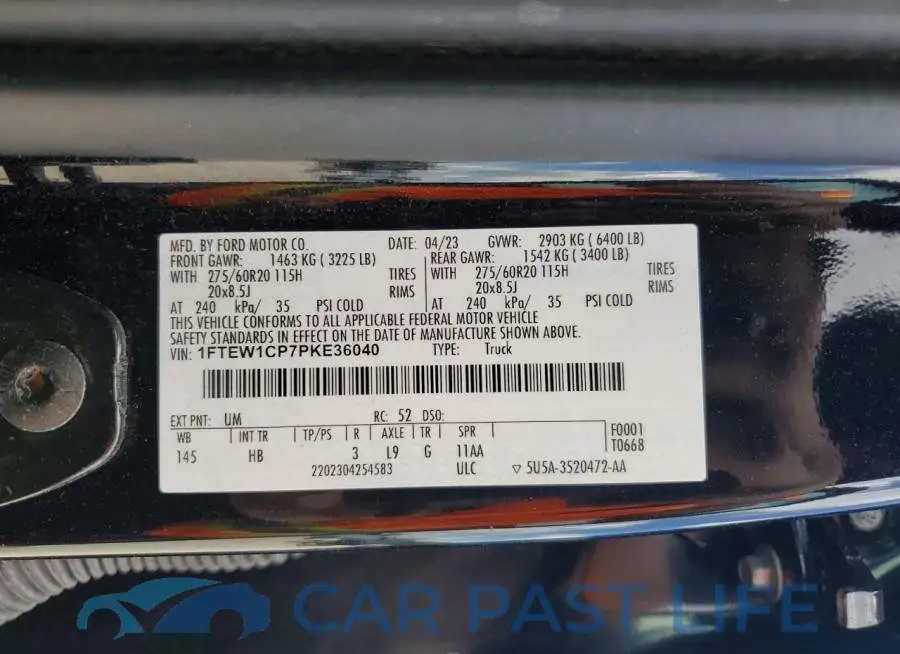 1FTEW1CP7PKE36040# 13