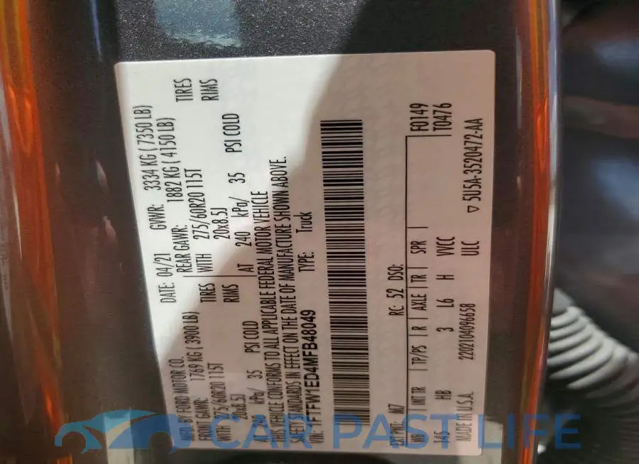 1FTFW1ED4MFB48049# 12