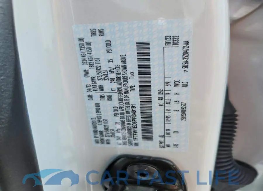 1FTFW1ED6PFB49191# 12
