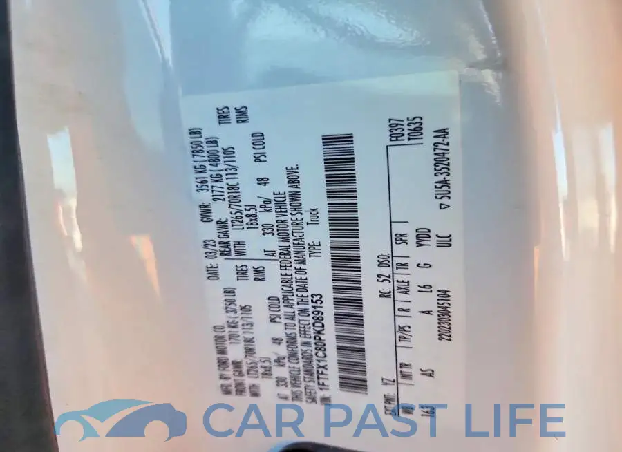 1FTFX1C80PKD89153# 12