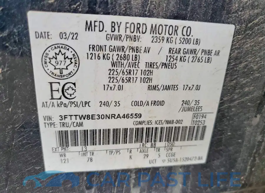 3FTTW8E30NRA46559# 12