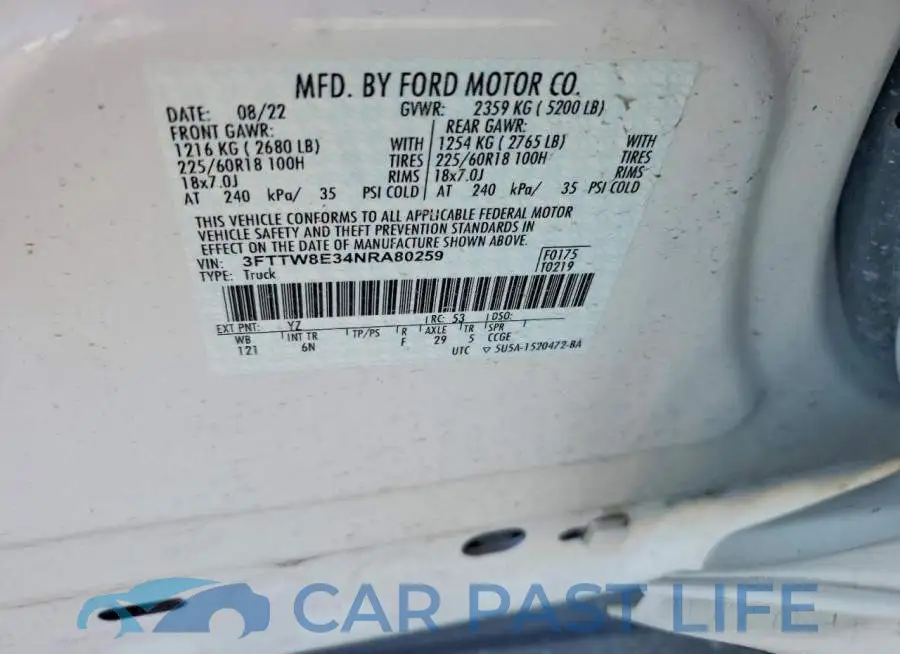 3FTTW8E34NRA80259# 12