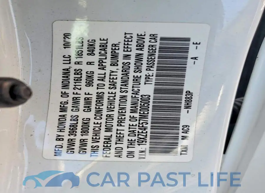 19XZE4F57ME005003# 12